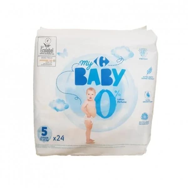 Pañales Carrefour Baby 0% Talla 5 (11-25 kg) 24 ud. - 23.92 ud - Imagen del producto en Findit
