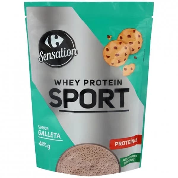Preparado para batido de proteínas sabor galleta Whey Protein Sport Sensation Carrefour doy pack 400 g. - 0.4 kg - Imagen del producto en Findit
