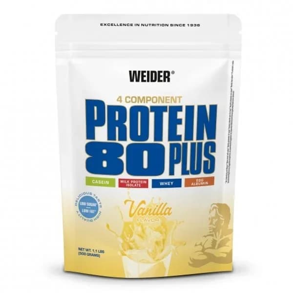 Proteína en polvo sabor vainilla 80 Plus Weider doy pack 500 g. - 0.5 kg - Imagen del producto en Findit