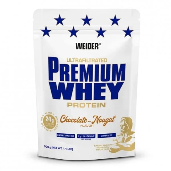 Proteína en polvo sabor chocolate Premium Whey Weider doy pack 500 g. - 1 ud - Imagen del producto en Findit