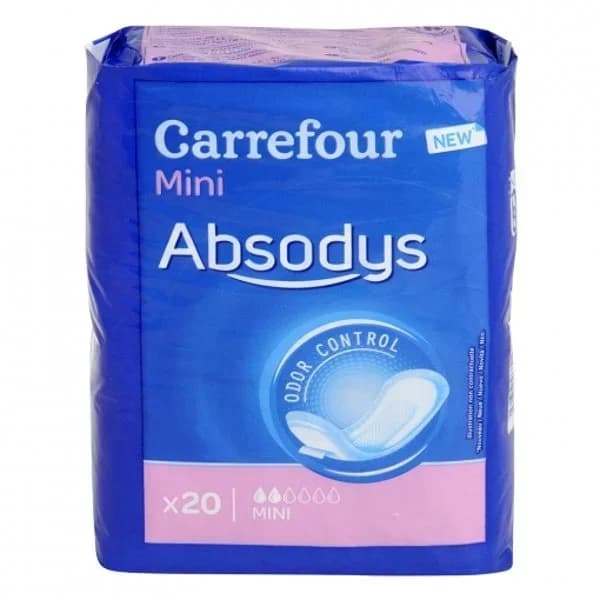 Compresas para pequeñas pérdidas de orina ' Absodys Control ' mini Carrefour 20 ud. - 20.45 ud - Imagen del producto en Findit