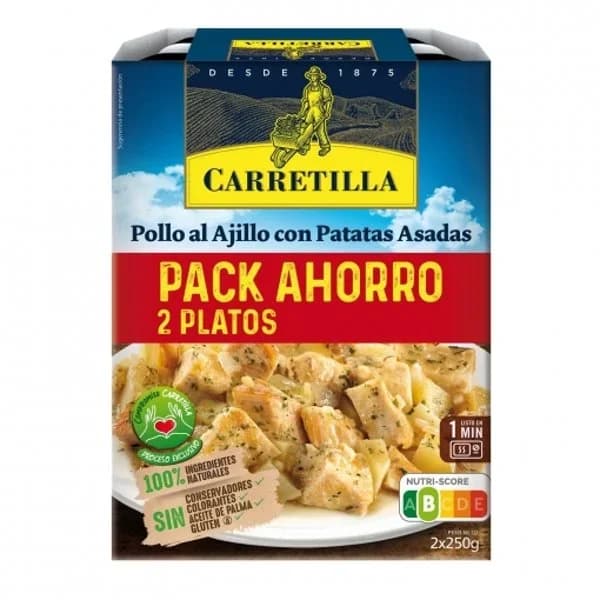 Pollo al ajillo con patatas asadas Carretilla sin gluten 2 unidades de 250 g. - 0.5 kg - Imagen del producto en Findit
