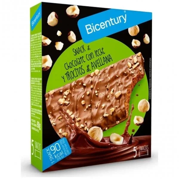 Barritas de chocolate con leche y trocitos de avellana Bicentury 90 g. - 0.09 kg - Imagen del producto en Findit