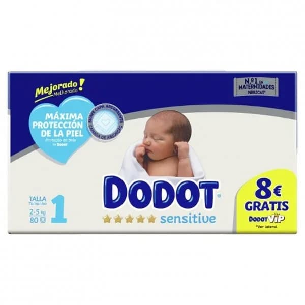 Pañales Dodot Sensitive T1 (2-5 kg) 84 ud. - 46.53 ud - Imagen del producto en Findit