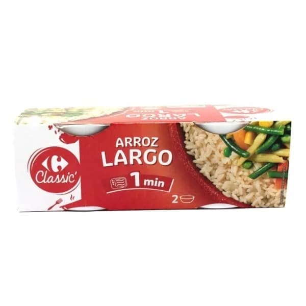 Arroz largo cocido Classic Carrefour sin gluten pack de 2 unidades de 125 g. - 0.25 kg - Imagen del producto en Findit