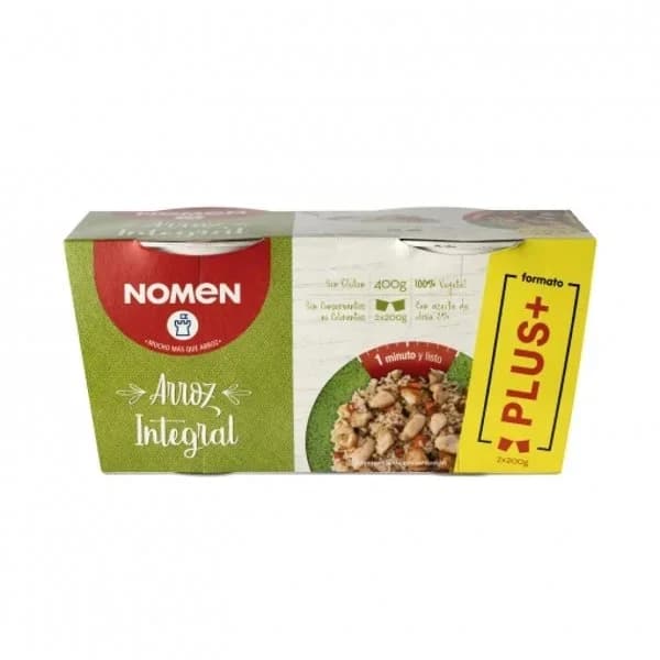 Arroz integral para microondas Nomen sin gluten pack de 2 unidades de 200 g. - 0.4 kg - Imagen del producto en Findit