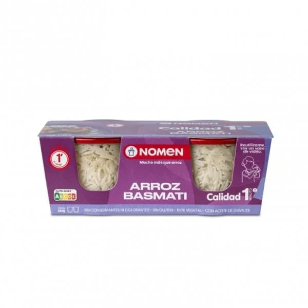 Arroz basmati para microondas Nomen sin gluten pack de 2 unidades de 140 g. - 0.28 kg - Imagen del producto en Findit