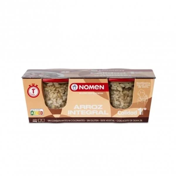Arroz integral para microondas Nomen sin gluten pack de 2 unidades de 140 g. - 0.28 kg - Imagen del producto en Findit