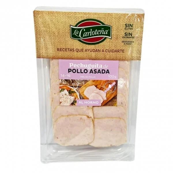 Pechuguita de Pollo Asada al Horno en lonchas La Carloteña sin gluten 100 g - 0.1 kg - Imagen del producto en Findit