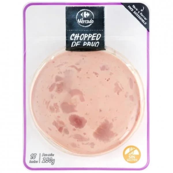 Chopped de Pavo en lonchas Carrefour El Mercado sin gluten 250 g - 0.25 kg - Imagen del producto en Findit