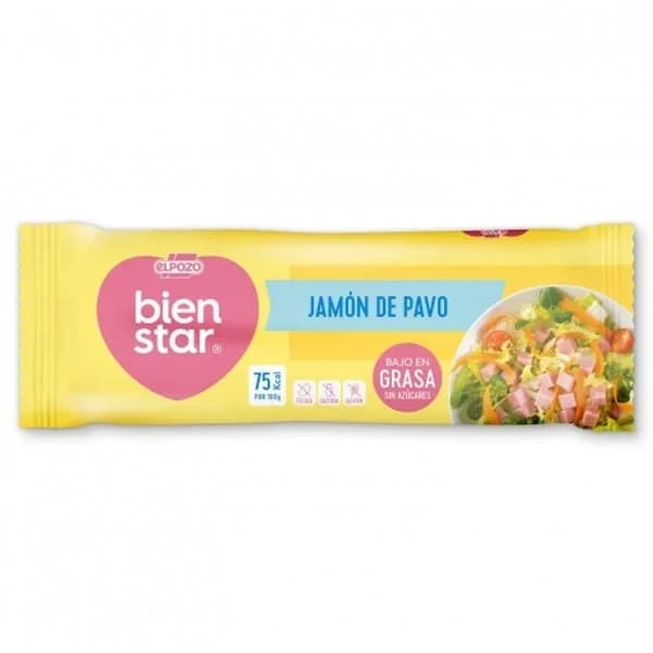 Jamón de pavo bajo en grasa sin azúcares El Pozo Bienstar sin gluten y sin lactosa 380 g - 0.38 kg - Imagen del producto en Findit