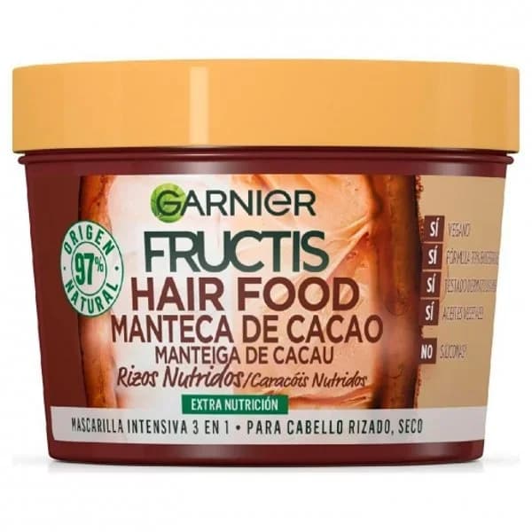 Mascarilla capilar 3 en 1 Hair Food manteca de cacao rizos nutridos para cabello rizado seco Garnier-Fructis 390 ml. - 0.39 l - Imagen del producto en Findit