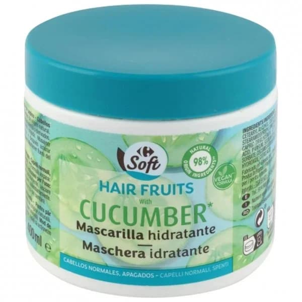 Mascarilla capilar hidratante con pepino para cabellos normales y apagados Hair Fruits Carrefour Soft 400 ml. - 0.4 l - Imagen del producto en Findit
