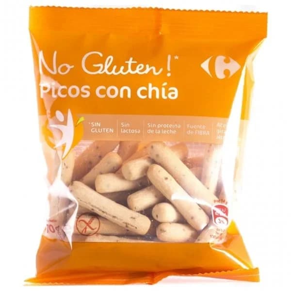 Picos con chía Carrefour sin gluten y sin lactosa 70 g. - 0.07 kg - Imagen del producto en Findit