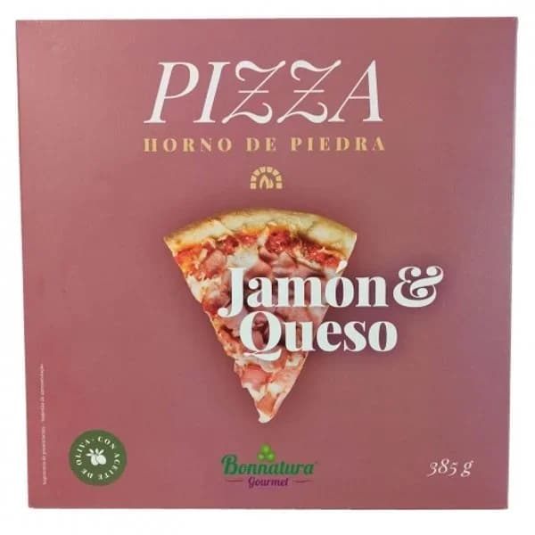 Pizza de jamón y queso Bonnatura Gourmet 385 G. - 0.38 kg - Imagen del producto en Findit