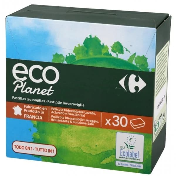 Lavavajillas a máquina en pastillas todo en uno ecológico Carrefour Eco Planet 30 ud. - 30.64 ud - Imagen del producto en Findit