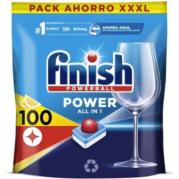Lavavajillas a máquina en pastillas limón Power All in 1 Finish Powerball 100 ud. - 102.08 ud - Imagen del producto en Findit
