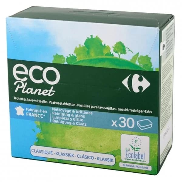 Lavavajillas a máquina en pastillas clásico ecológico Carrefour Eco Planet 30 ud. - 31.25 ud - Imagen del producto en Findit