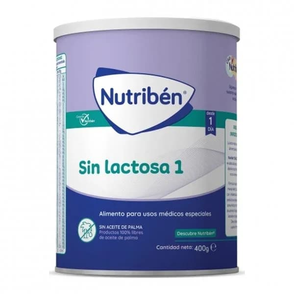 Leche infantil desde 1 día en polvo Nutribén sin lactosa 1 sin aceite de palma lata 400 g. - 0.4 kg - Imagen del producto en Findit