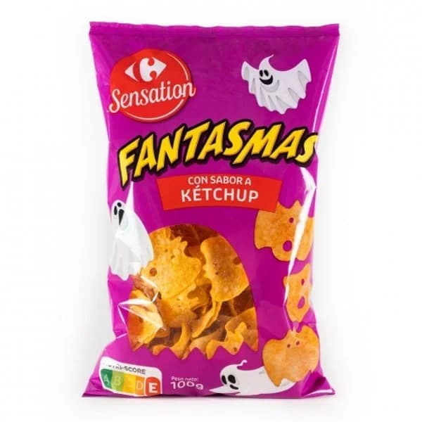 Aperitivo de patata sabor ketchup Fantasmas Sensation Carrefour 100 g. - 0.1 kg - Imagen del producto en Findit
