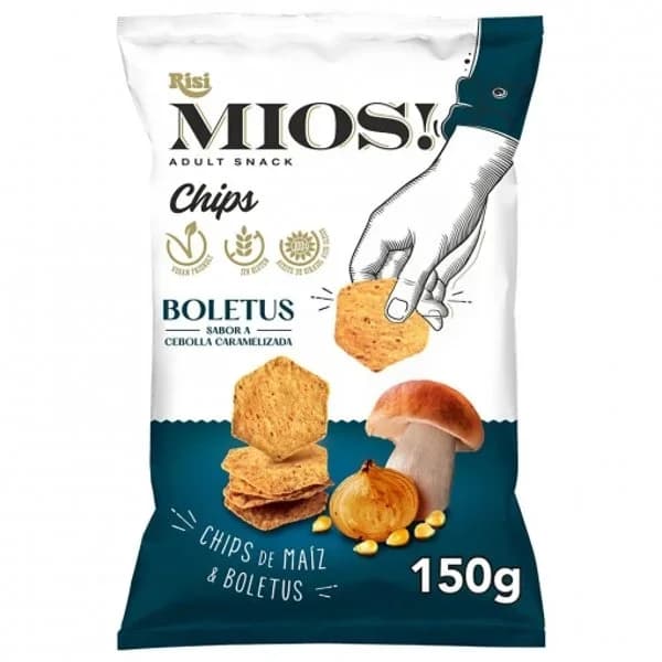 Aperitivo de maíz y boletus sabor cebolla caramelizada Risi Mios! sin gluten 150 g. - 0.15 kg - Imagen del producto en Findit