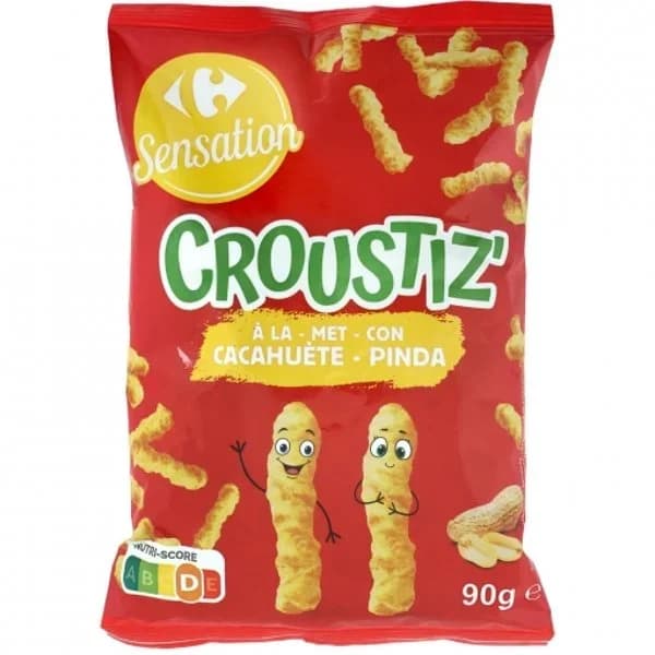 Aperitivo crujiente de maiz y cacahuete  Sensation Carrefour 90 g. - 1 ud - Imagen del producto en Findit