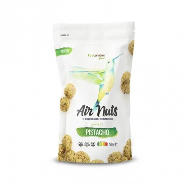 Snack de pistacho inflado ecológico Air Nuts sin gluten y sin aceite de palma doy pack 50 g. - 1 ud - Imagen del producto en Findit