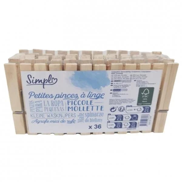 Set 36 Pinzas para la Ropa de Madera Fsc SIMPL - 36.5 ud - Imagen del producto en Findit