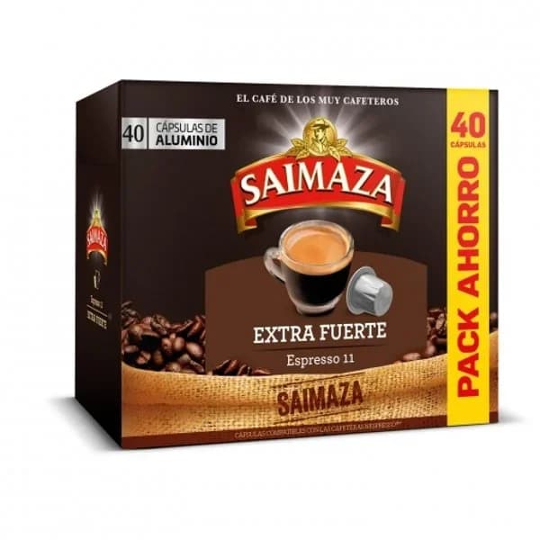 Café extra fuerte en cápsulas Saimaza compatible con Nespresso 40 unidades de 5,2 g. - 1 ud - Imagen del producto en Findit