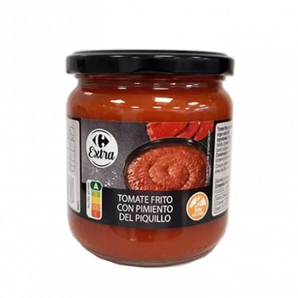 Tomate con pimiento del piquillo Extra Carrefour sin gluten 340 g - 0.34 kg - Imagen del producto en Findit