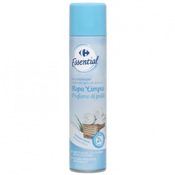 Ambientador spray ropa limpia Essential Carrefour 300 ml. - 0.3 l - Imagen del producto en Findit