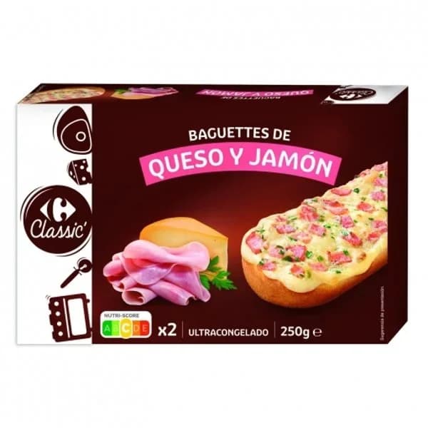 Baguettes de jamón y queso Carrefour 250 g. - 0.25 kg - Imagen del producto en Findit