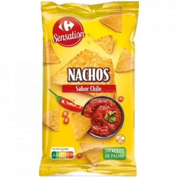 Nachos sabor chile Sensation Carrefour sin gluten 200 g. - 1 ud - Imagen del producto en Findit