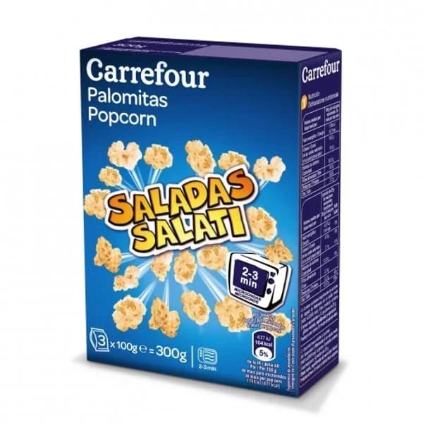 Palomitas saladas para microondas Carrefour pack de 3 unidades de 100 g. - 0.3 kg - Imagen del producto en Findit
