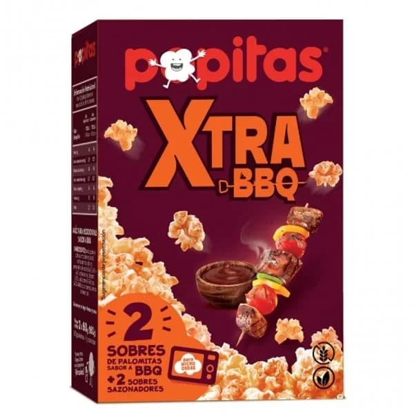Palomitas sabor barbacoa para microondas Xtra Bbq Popitas sin gluten pack de 2 unidades de 80 g. - 0.16 kg - Imagen del producto en Findit