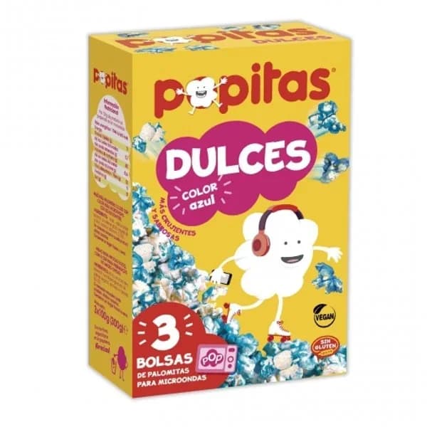 Palomitas dulces para microondas Popitas sin gluten pack de 3 unidades de 100 g. - 0.3 kg - Imagen del producto en Findit