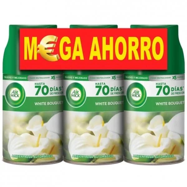 Ambientador automático freshmatic fragancia white bouquet recambio Air Wick 3 ud. - 3 ud - Imagen del producto en Findit