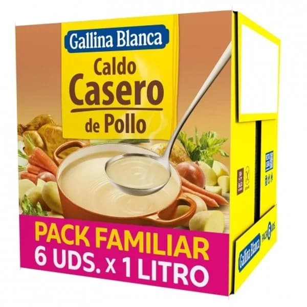 Caldo casero de pollo Gallina Blanca sin gluten pack de 6 unidades de 1 l. - 6 l - Imagen del producto en Findit