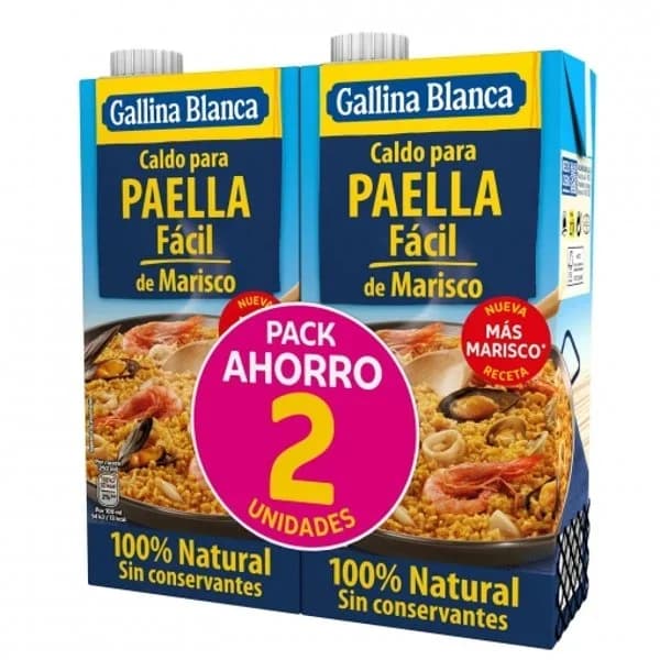 Caldo para paella fácil de marisco 100% Natural Gallina Blanca sin gluten pack de 2 briks de 1 l. - 2.01 l - Imagen del producto en Findit