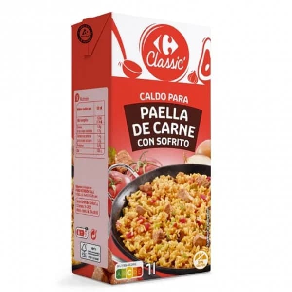 Caldo para paella de carne Classic Carrefour sin gluten 1 l. - 1 l - Imagen del producto en Findit
