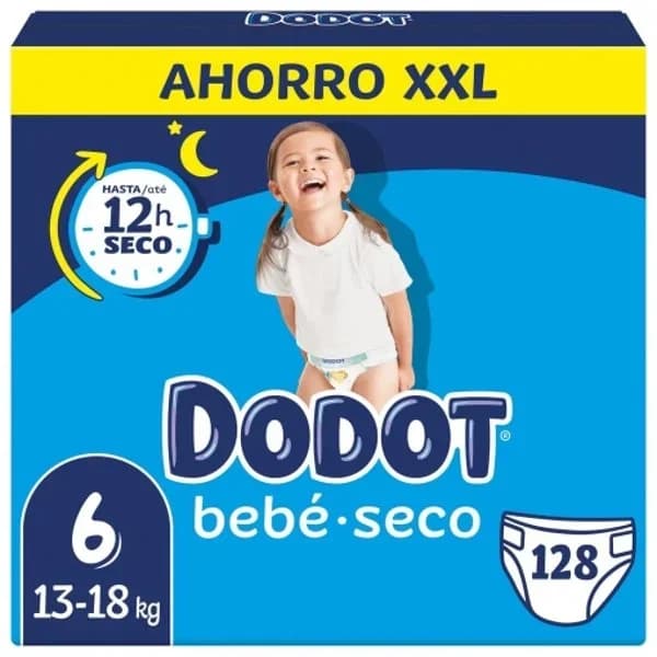 Pañales Dodot bebé-seco T6 (13-19 kg.) 128 ud. - 1 ud - Imagen del producto en Findit
