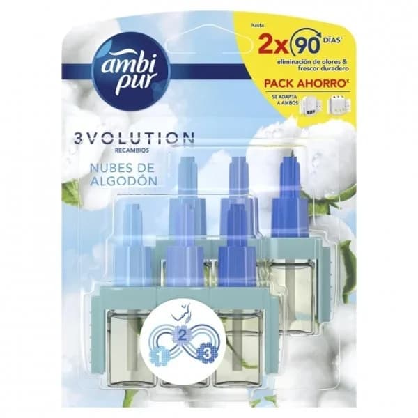 Ambientador eléctrico nubes de algodón 3Volution recambio Ambi Pur 2 ud. - 2 ud - Imagen del producto en Findit