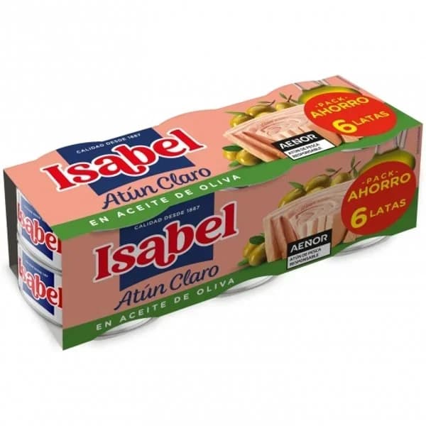 Atún claro en aceite de oliva Isabel pack de 6 latas de 52 g. - 0.31 kg - Imagen del producto en Findit