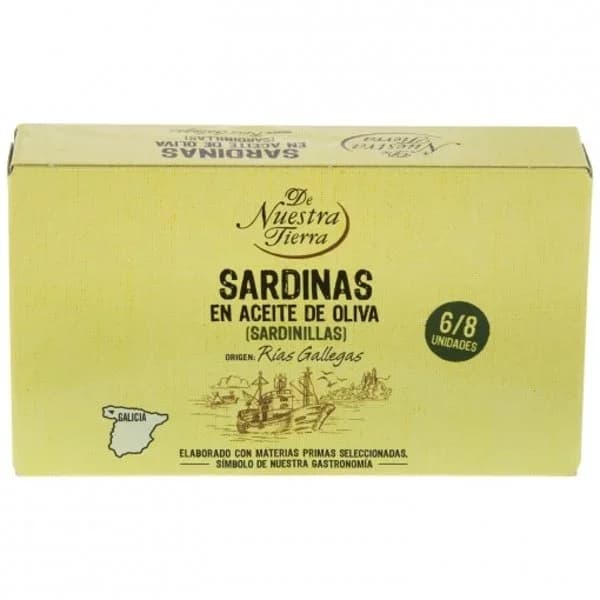 Sardinas en aceite de oliva De Nuestra Tierra 60 g. - 0.06 kg - Imagen del producto en Findit