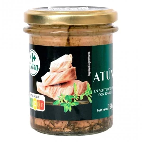 Filete de atún con tomillo en aceite de oliva Extra Carrefour 130 g. - 0.13 kg - Imagen del producto en Findit