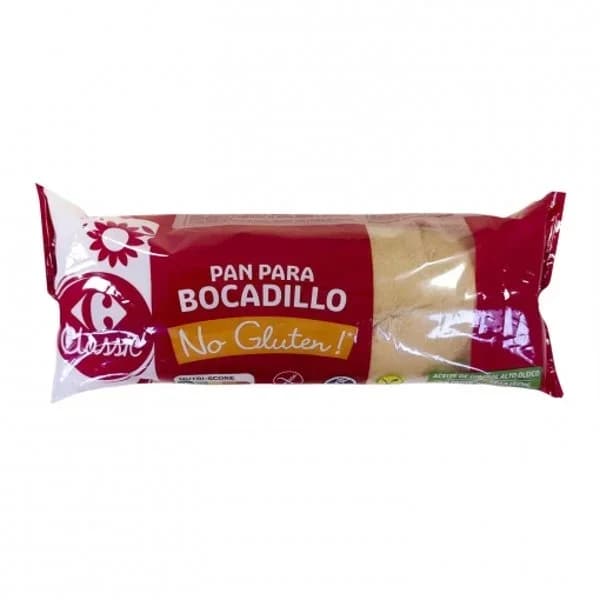 Pan para bocadillo Classic' Carrefour sin gluten y si lactosa 100 g. - 0.1 kg - Imagen del producto en Findit
