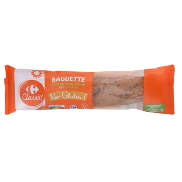 Baguette con semillas de girasol lino y chía Carrefour Classic' sin gluten sin lactosa 175 g. - 0.17 kg - Imagen del producto en Findit