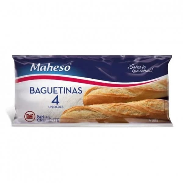 Baguetinas pan Maheso pack de 4 unidades de 125 g. - 0.5 kg - Imagen del producto en Findit