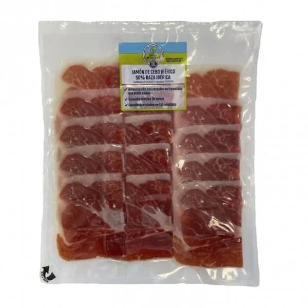 Jamón de Cebo Ibérico 50% Raza Ibérica en lonchas Círculo de Calidad sin gluten 100 g - 0.1 kg - Imagen del producto en Findit