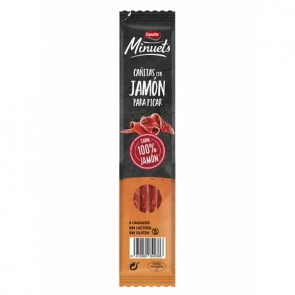 Cañitas con Jamón Minuets Espuña sin gluten y sin lactosa 40 g - 0.04 kg - Imagen del producto en Findit